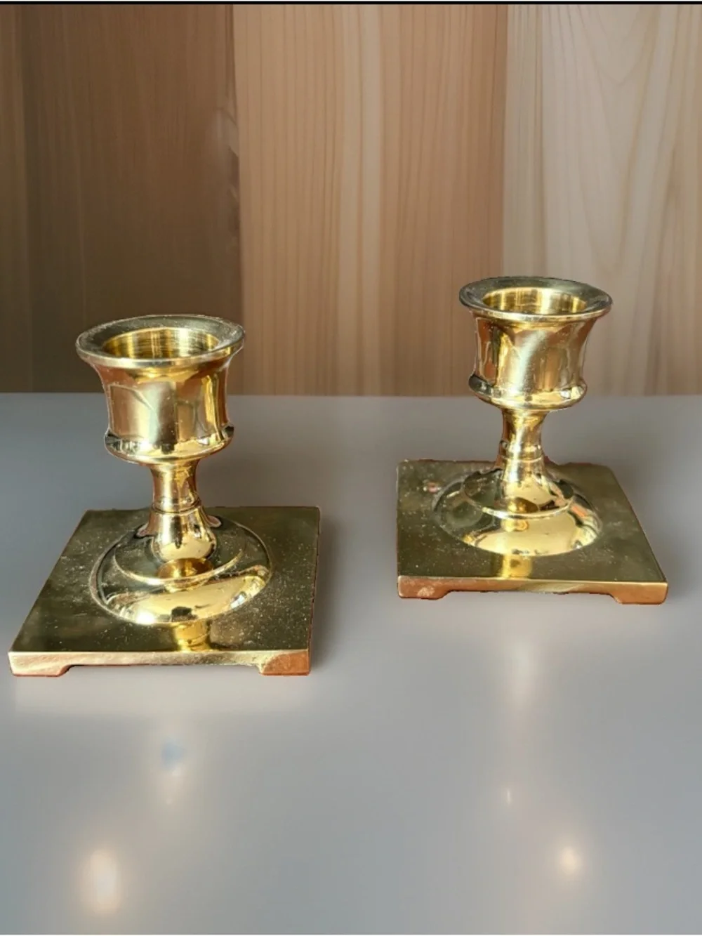 PartyLite Copley Pair Brass Candlestick Polished Gold Traditional Small P0225